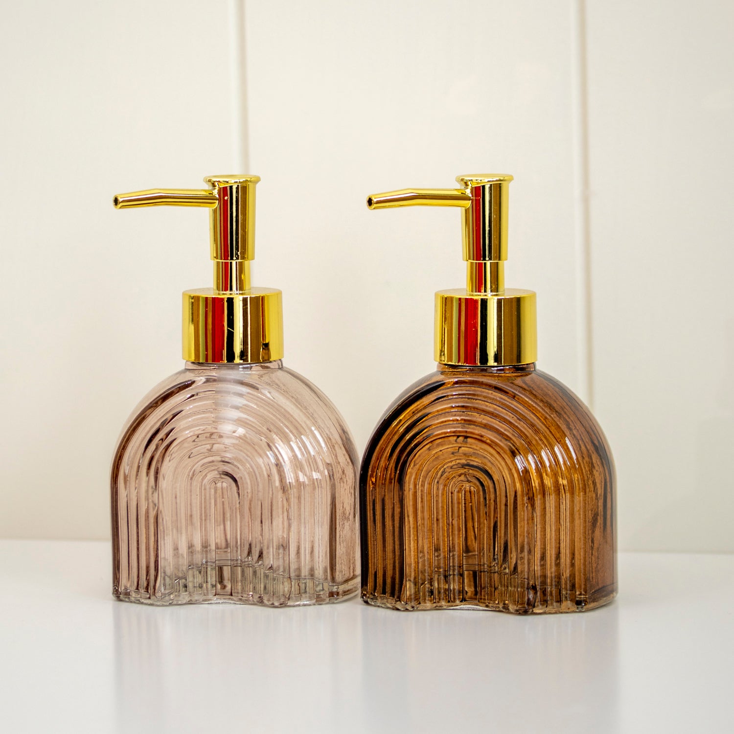 250ml Ribbed Arch Glass Soap Dispenser