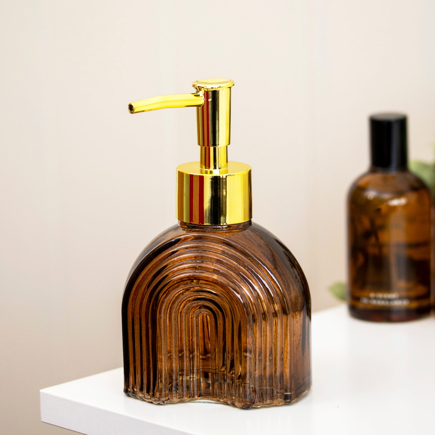 250ml Ribbed Arch Glass Soap Dispenser