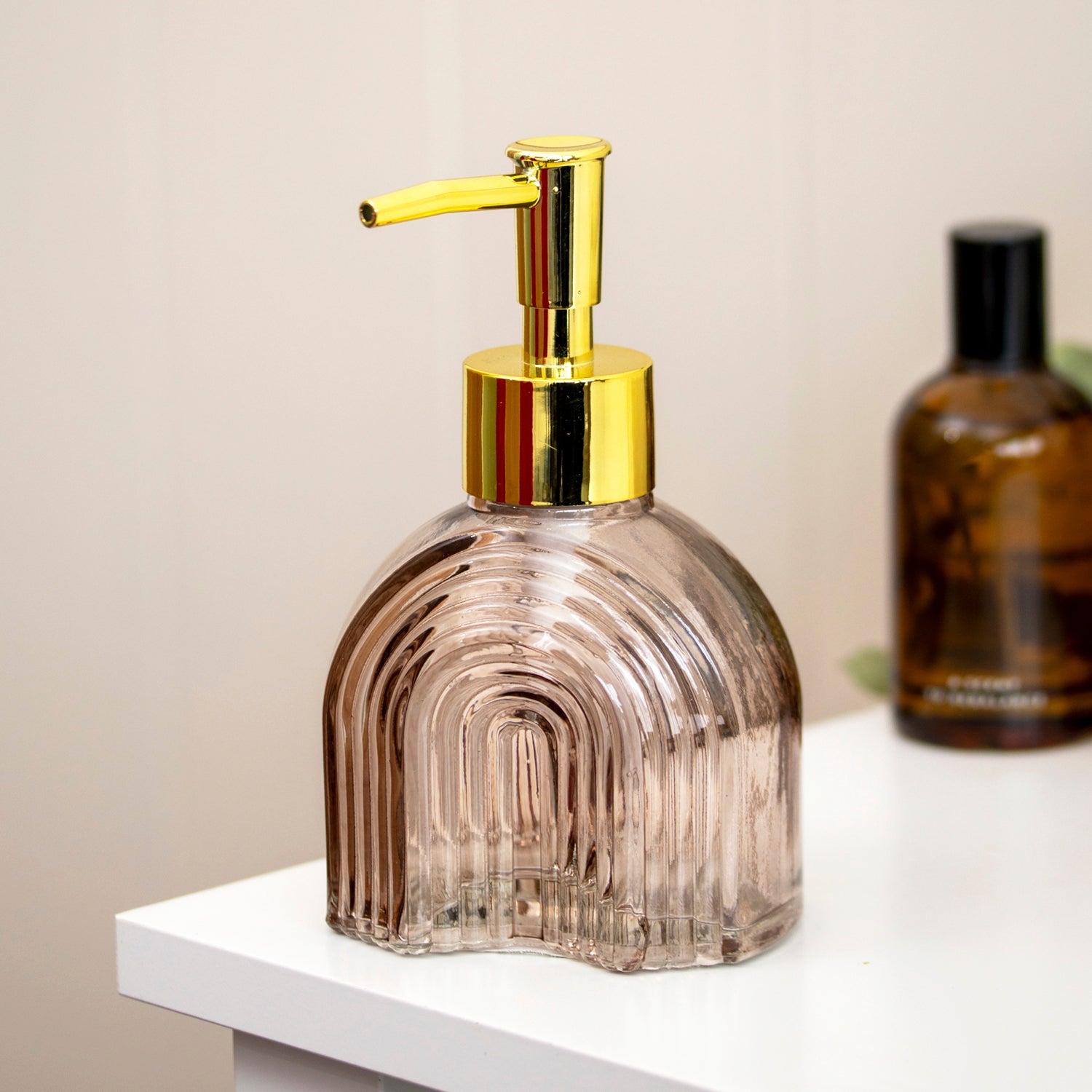 250ml Ribbed Arch Glass Soap Dispenser