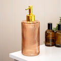 Blush Tall Ribbed Glass Soap Dispenser
