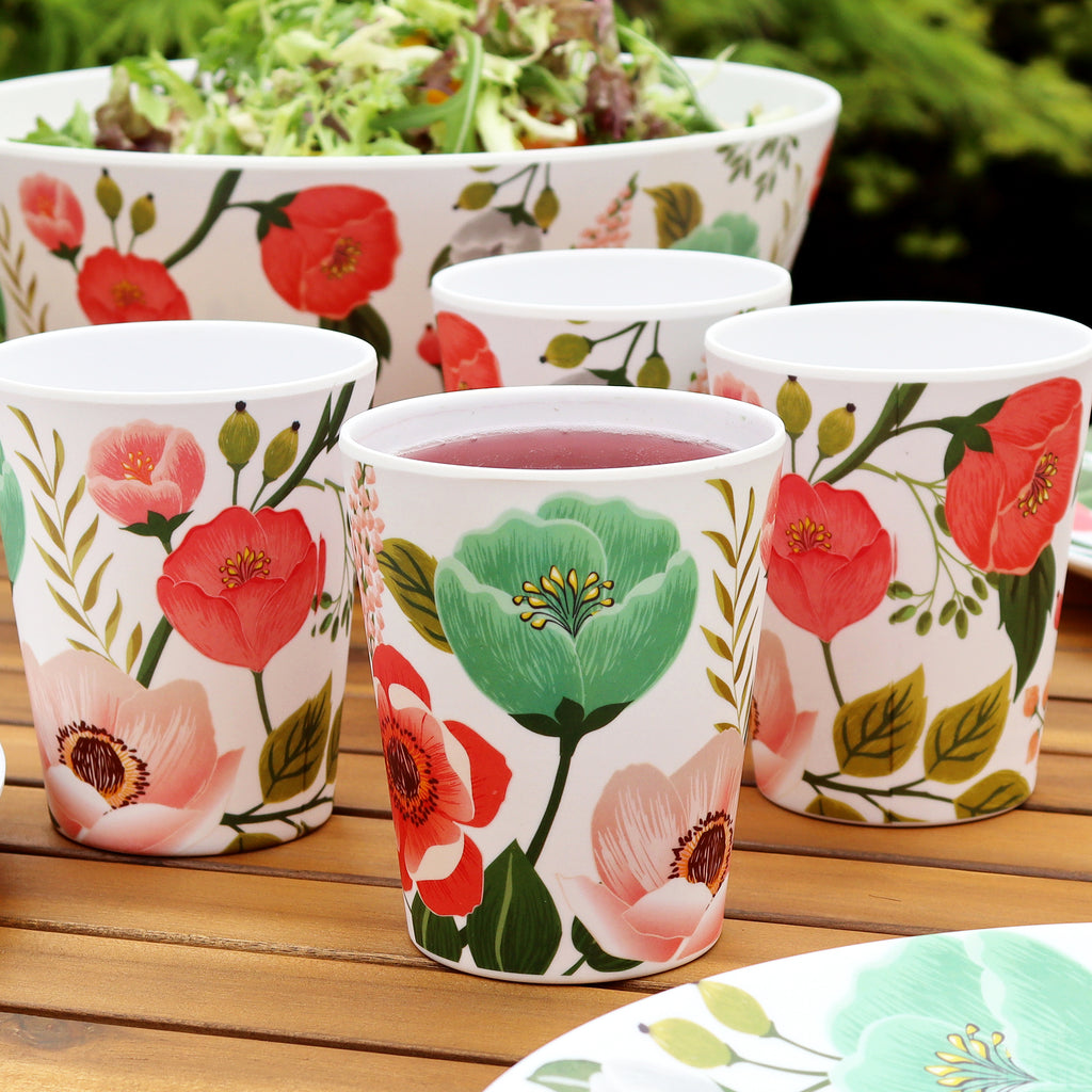 Set Of 4 Flower Garden Outdoor Tumblers