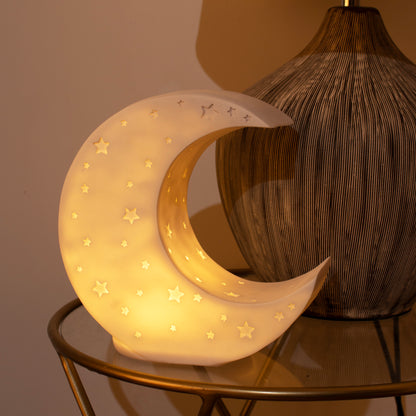 White Crescent Moon Night Light