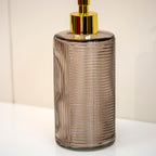 Brown Tall Ribbed Glass Soap Dispenser