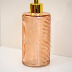 Blush Tall Ribbed Glass Soap Dispenser