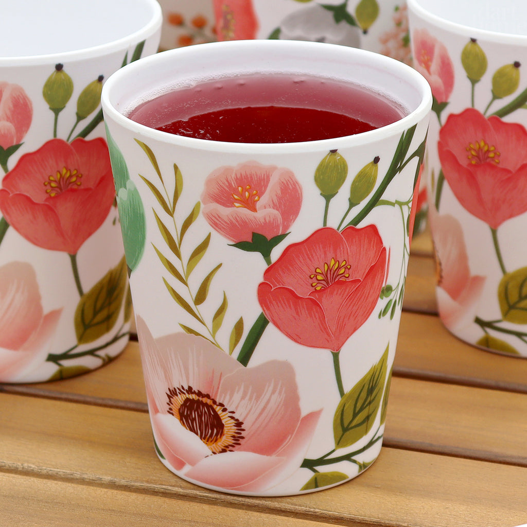 Set Of 4 Flower Garden Outdoor Tumblers