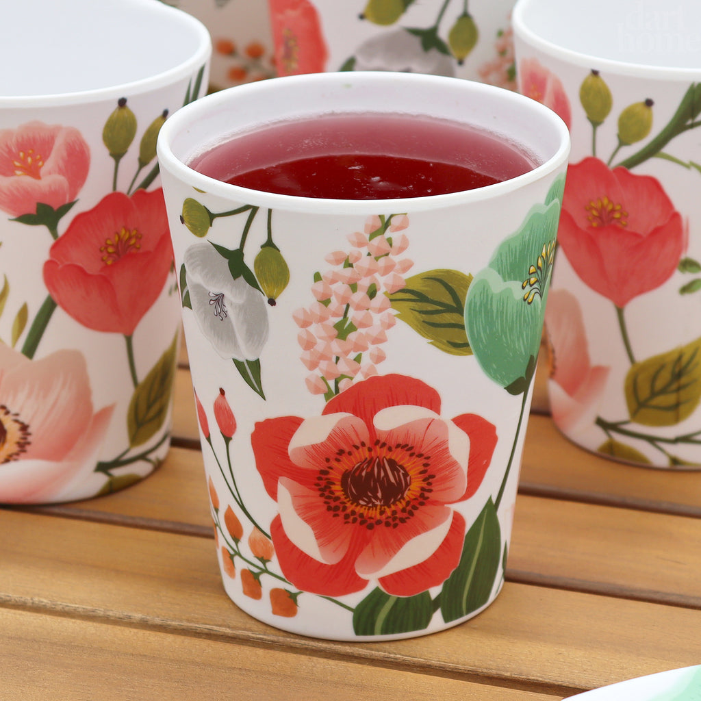 Set Of 4 Flower Garden Outdoor Tumblers
