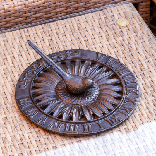 Cast Iron Flower Bird Sundial