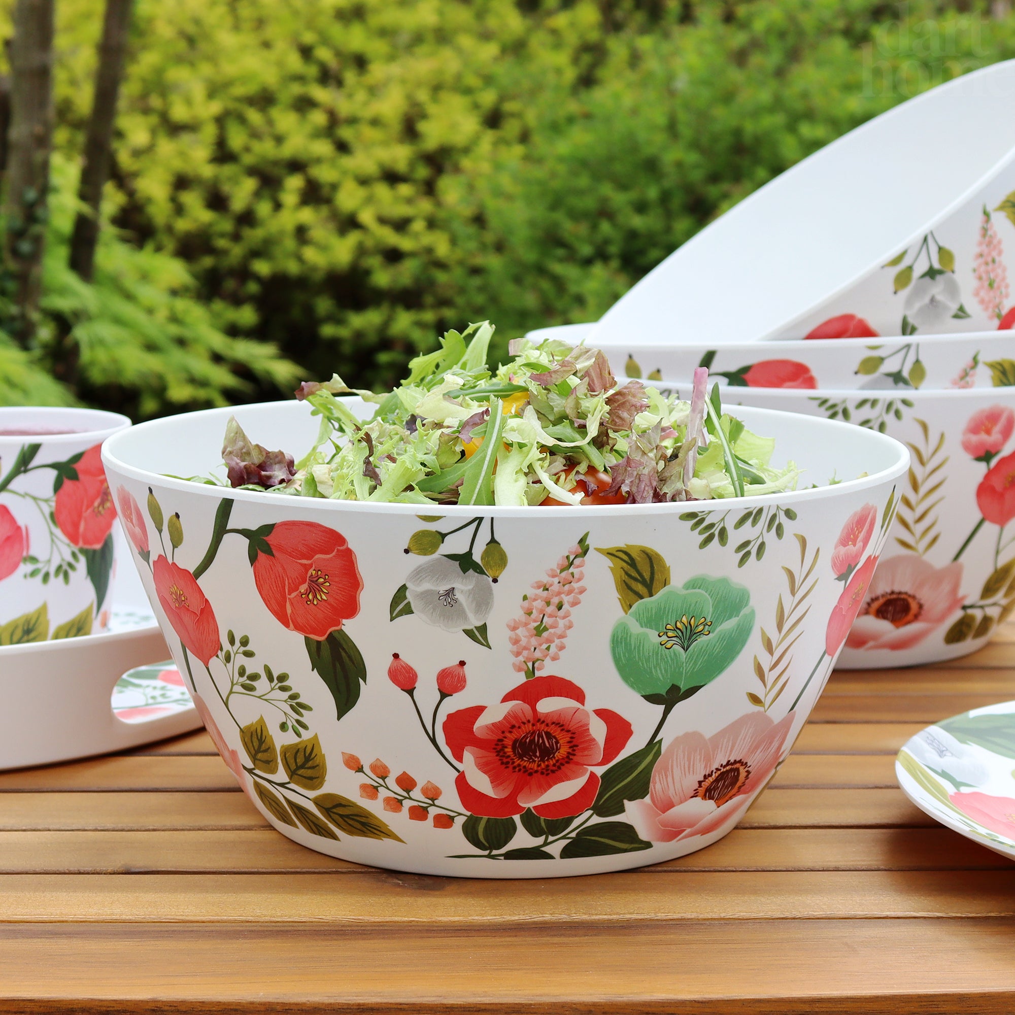Set Of 4 Flower Garden Outdoor Salad Bowls