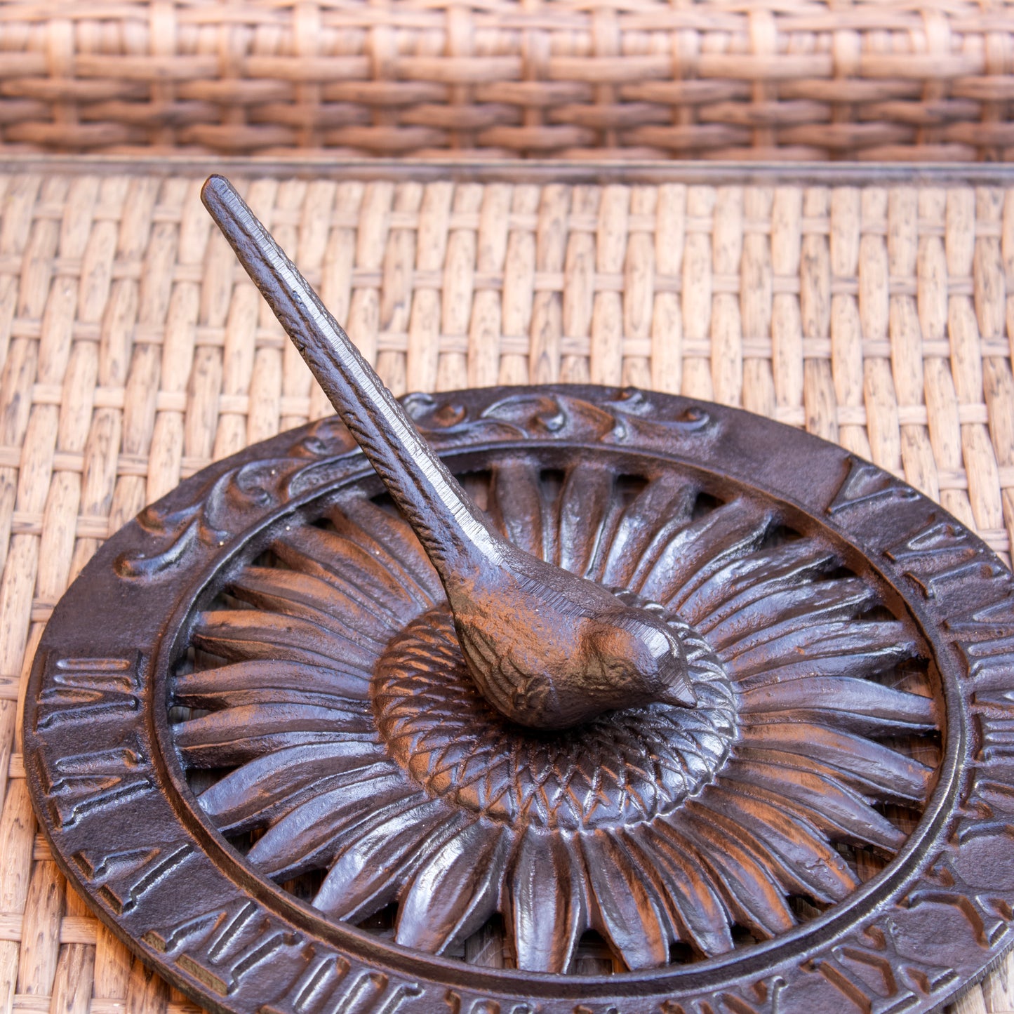 Cast Iron Flower Bird Sundial