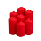 7 Piece Christmas Red Pillar Candle Set