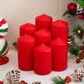 7 Piece Christmas Red Pillar Candle Set