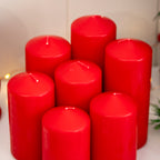 7 Piece Christmas Red Pillar Candle Set
