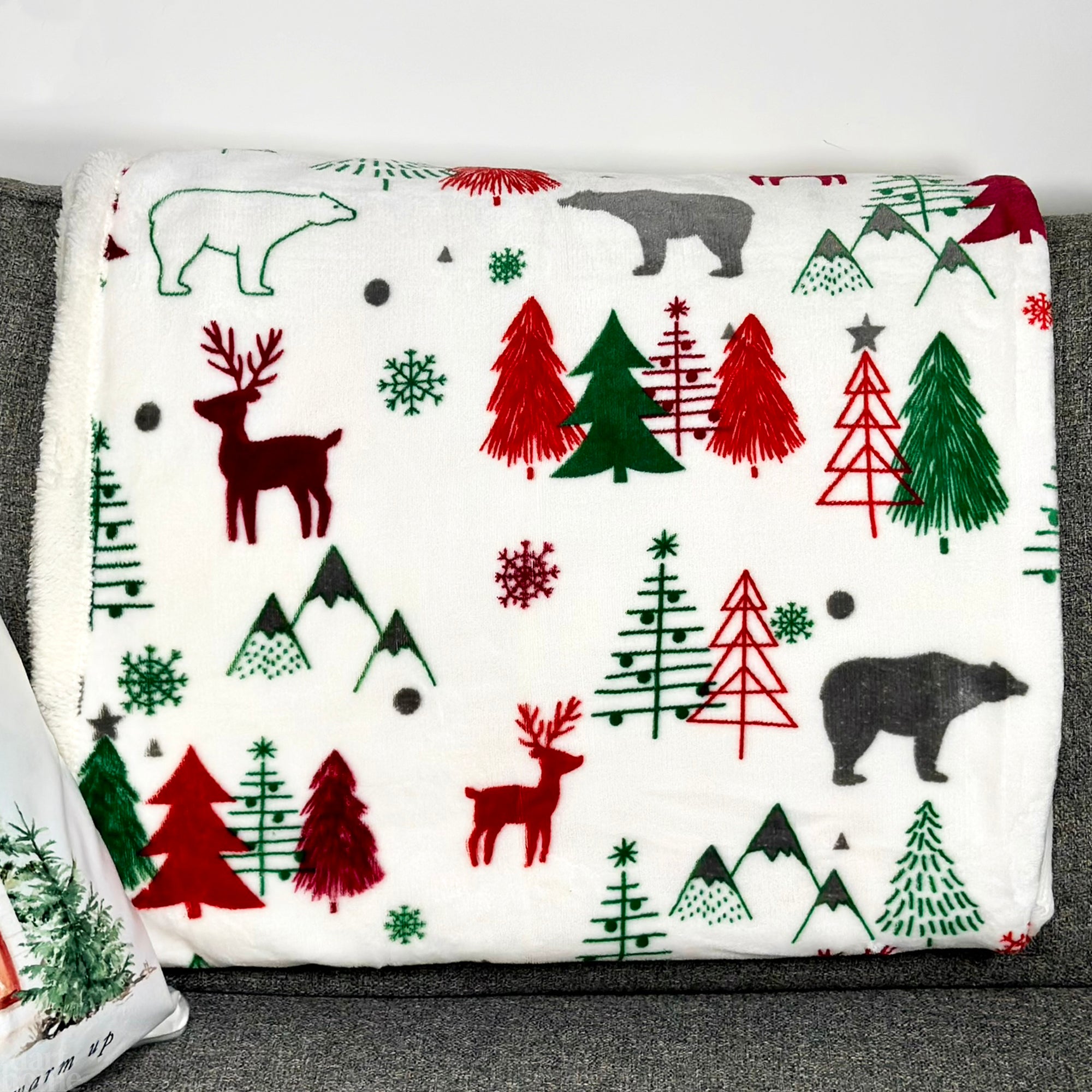 Überwurf aus weichem Fleece mit Weihnachtsgrafik