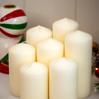 7 Piece Christmas Ivory Pillar Candle Set