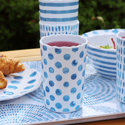 Set Of 6 Blue Patterned Outdoor Tumblers