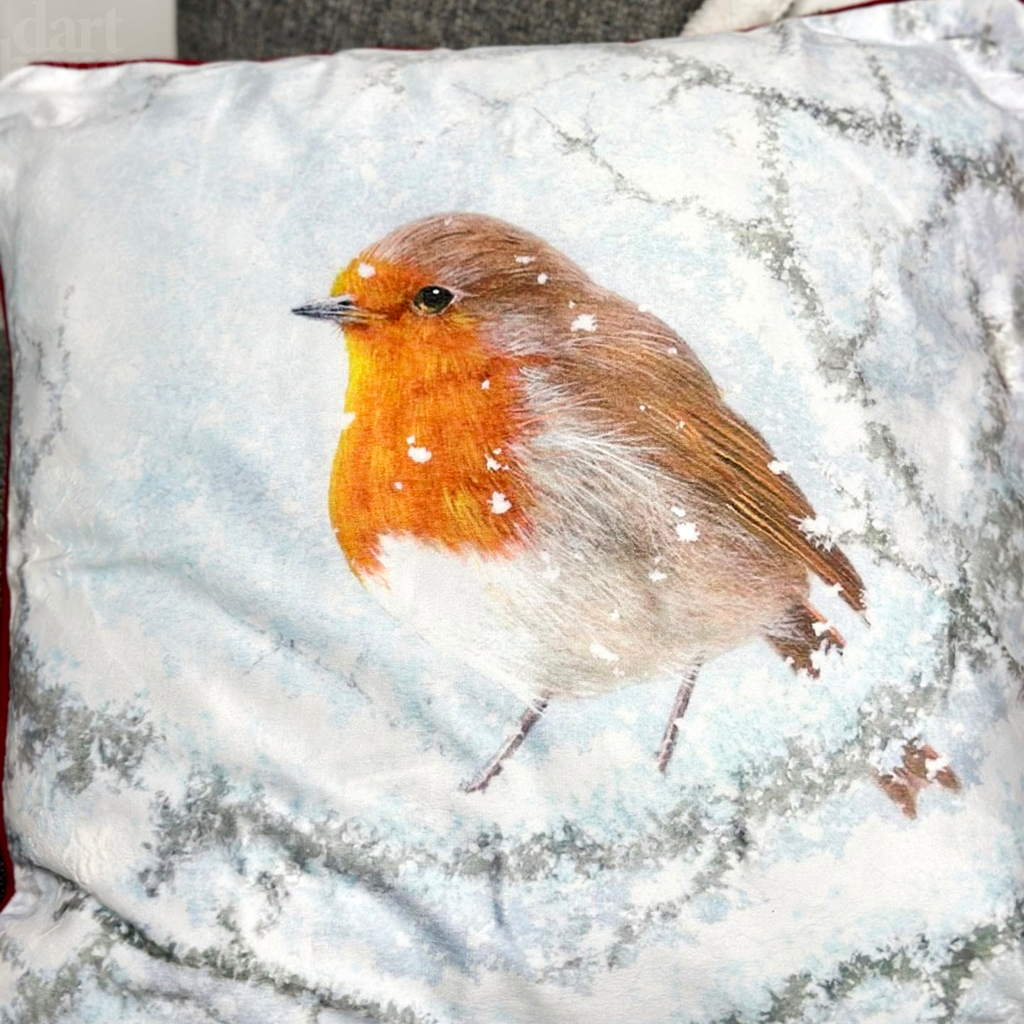 Light Up Winter Robin Cushion