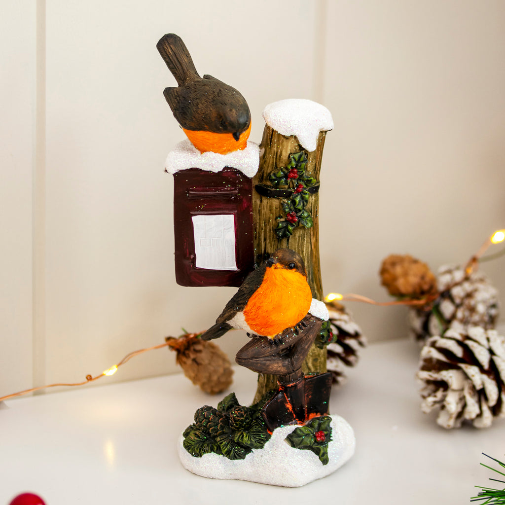 Robins on Post Box Ornament