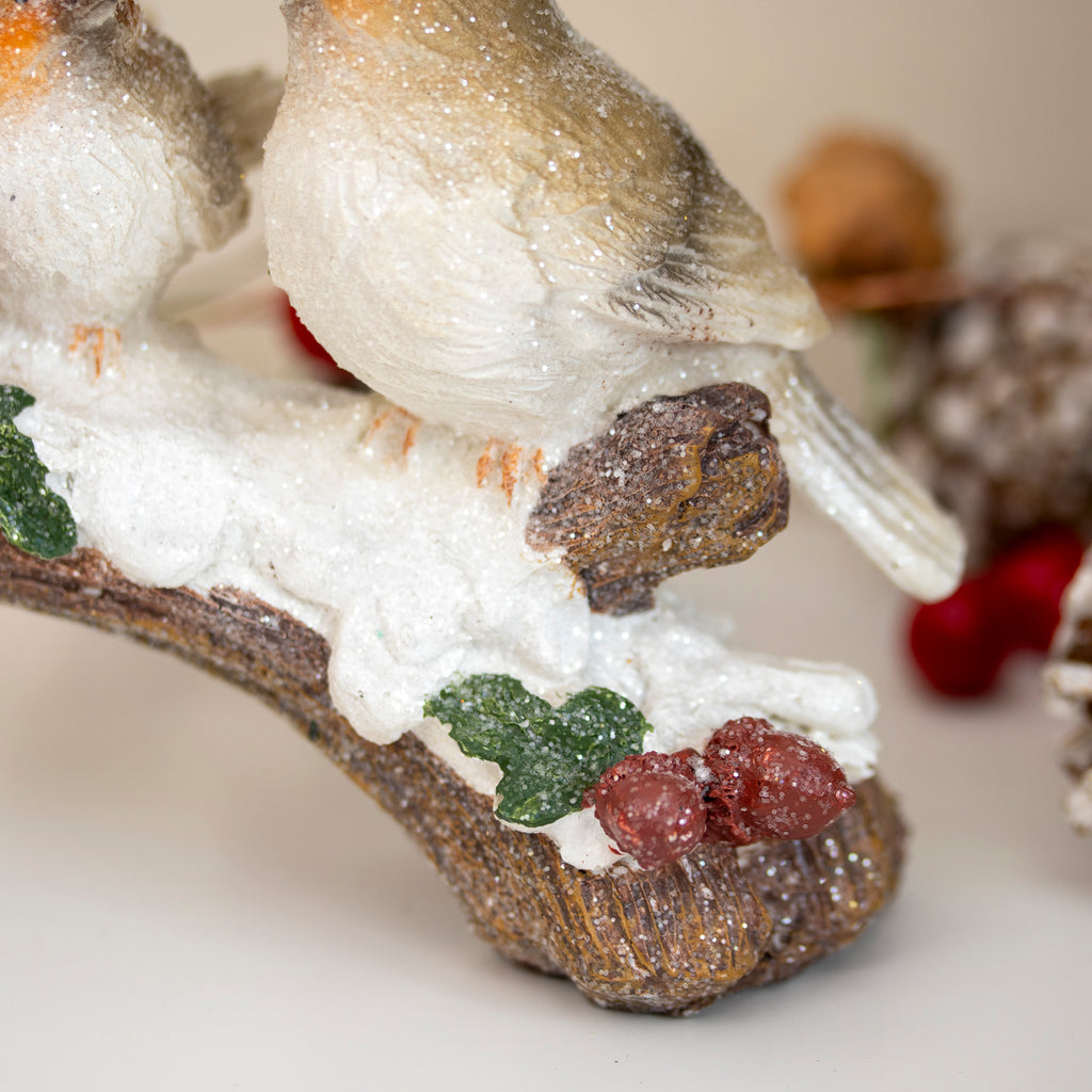 Robins on Snowy Branch Ornament