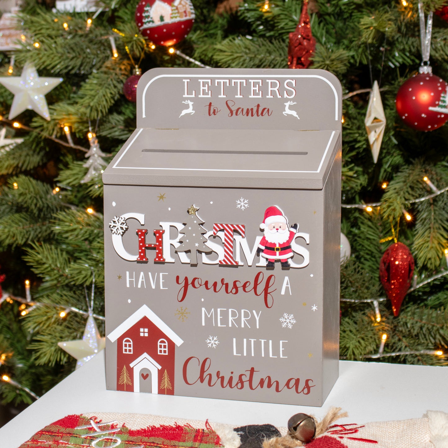 Grey Christmas House Post Box