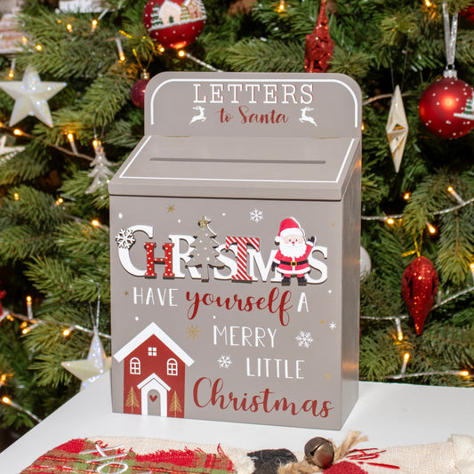 Grey Christmas House Post Box