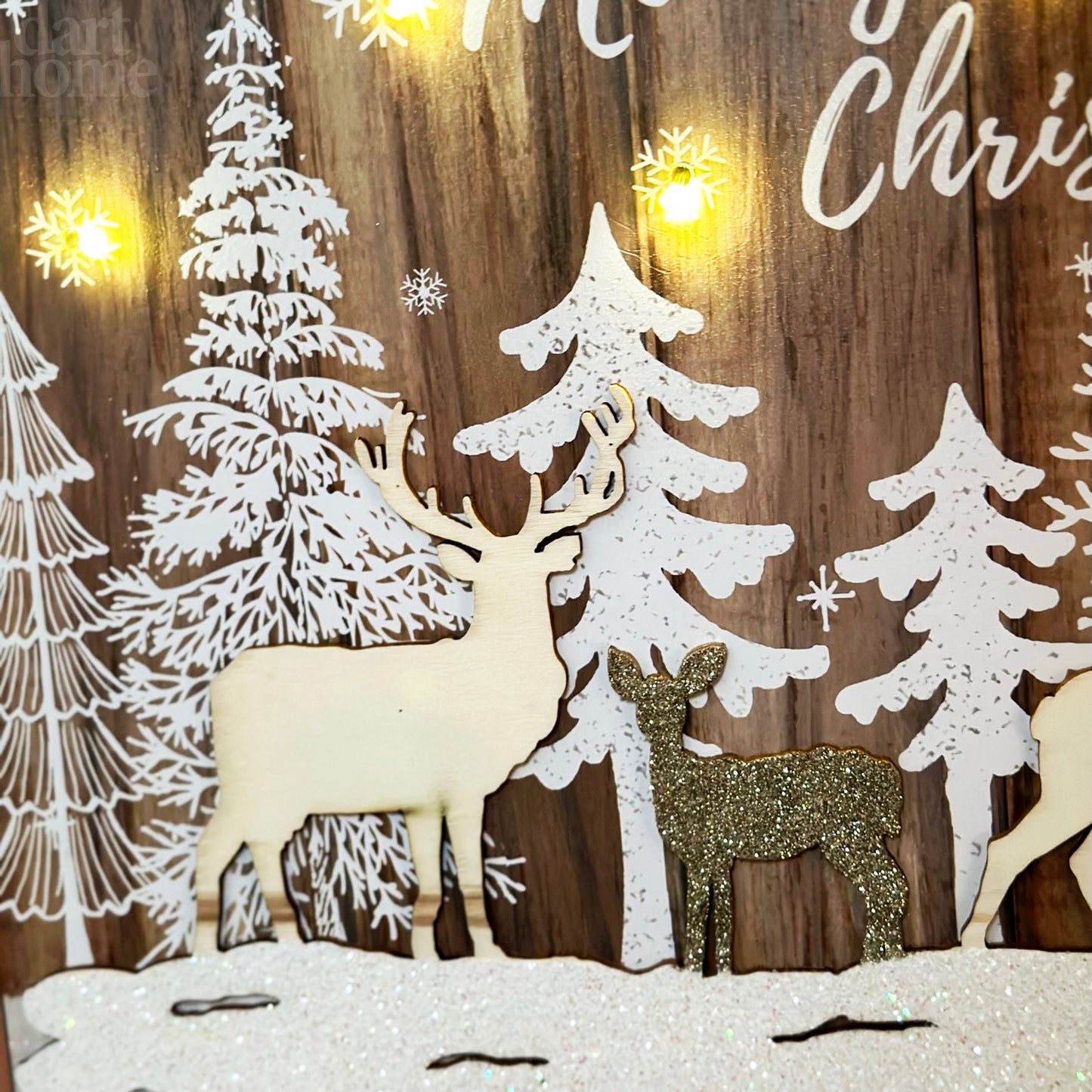 Hanging Light Up Reindeer Forest Christmas Sign