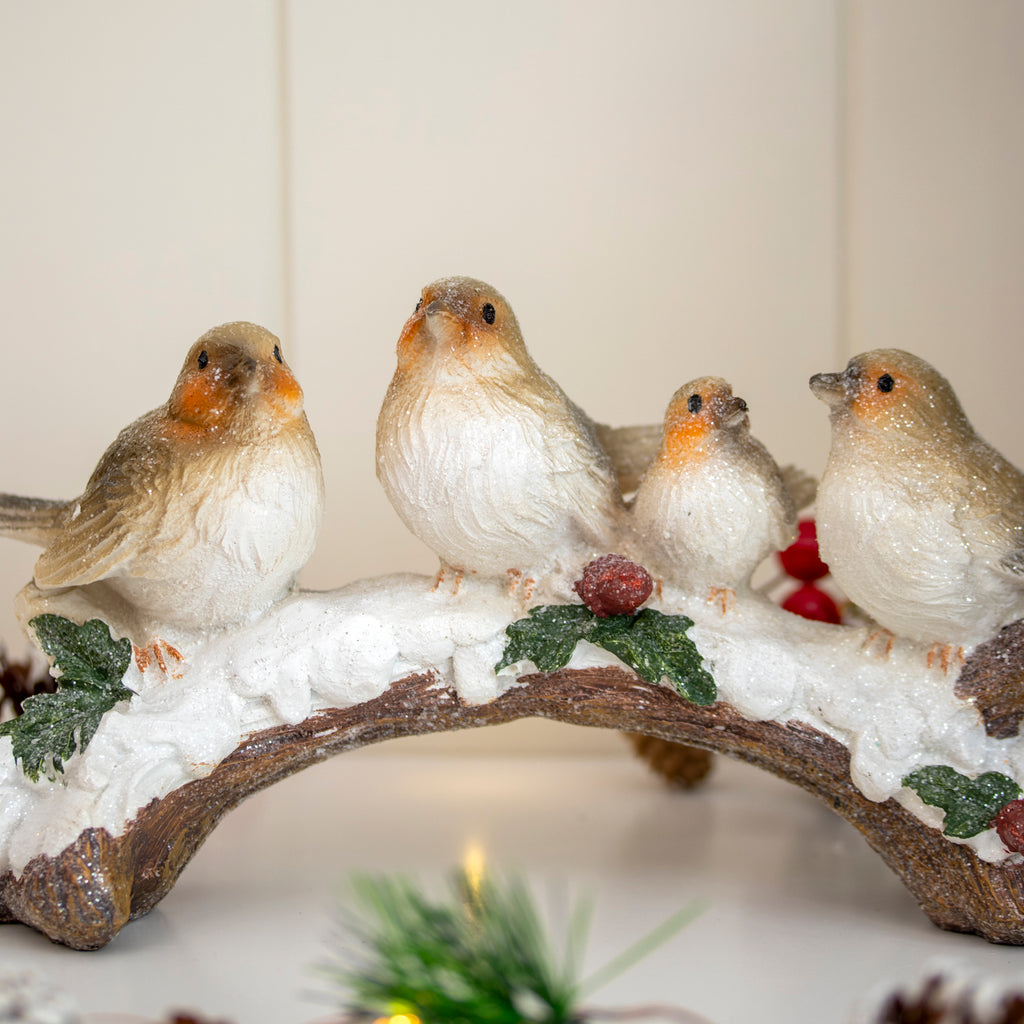 Robins on Snowy Branch Ornament