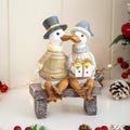 Sitting Christmas Ducks On Bench Ornament