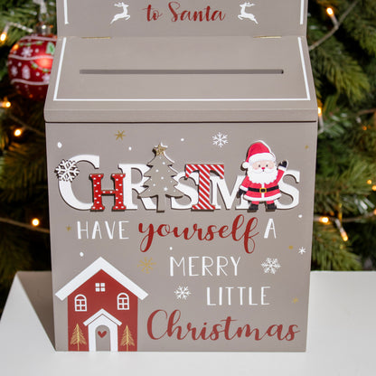 Grey Christmas House Post Box