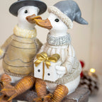 Sitting Christmas Ducks On Bench Ornament