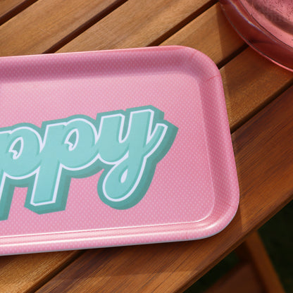 Pink Happy Small Rectangular Serving Tray
