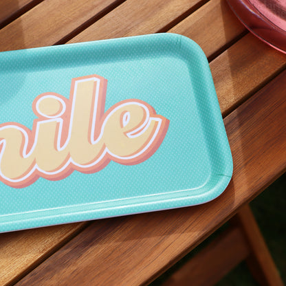 Teal Smile Small Rectangular Serving Tray