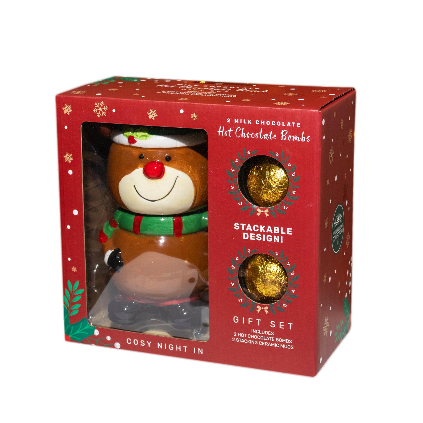 Reindeer Stacking Mugs & Hot Chocolate Bomb Set