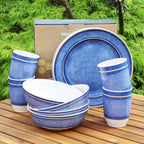 12 Piece Misty Blue Camping Dinner Set