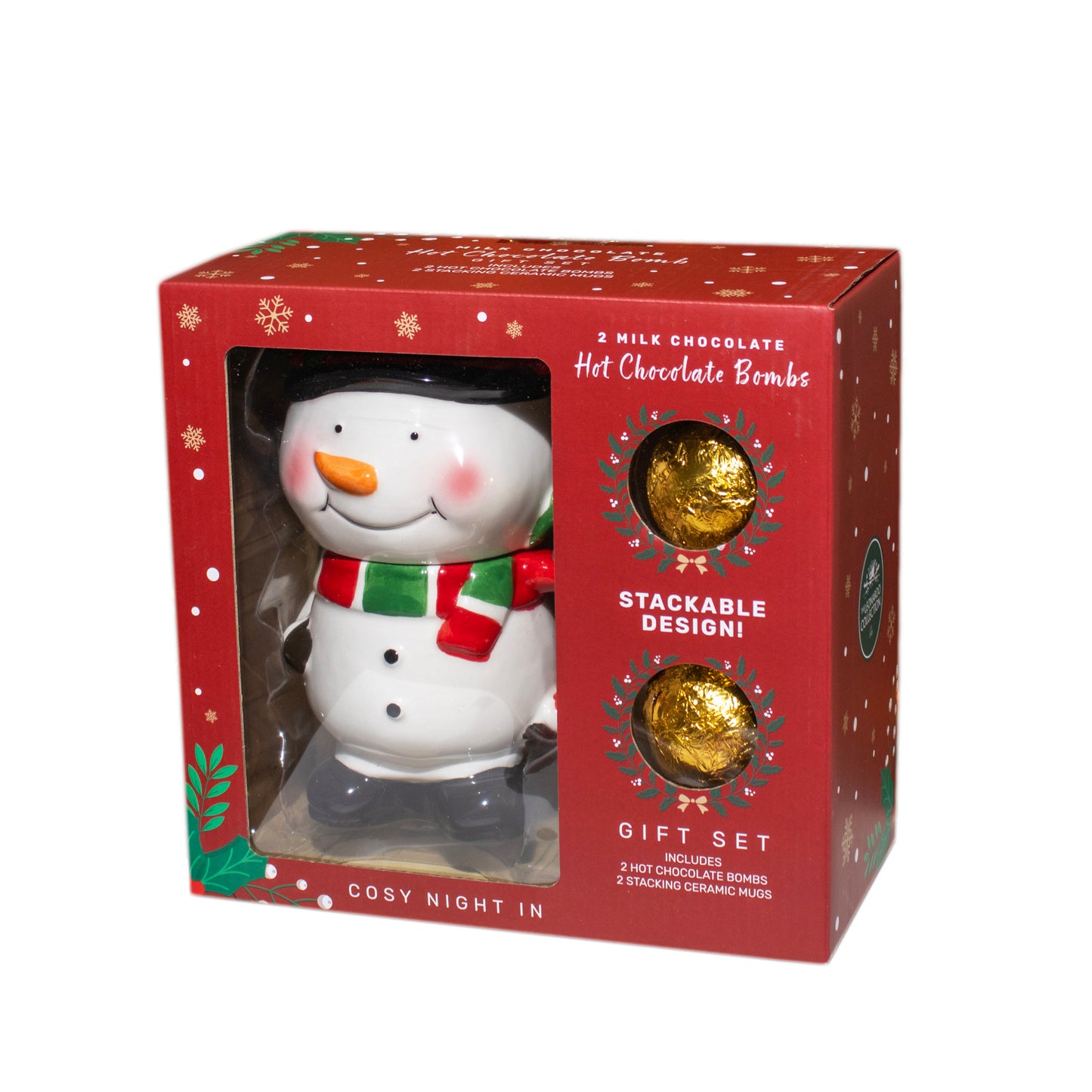 Snowman Stacking Mugs & Hot Chocolate Bomb Set