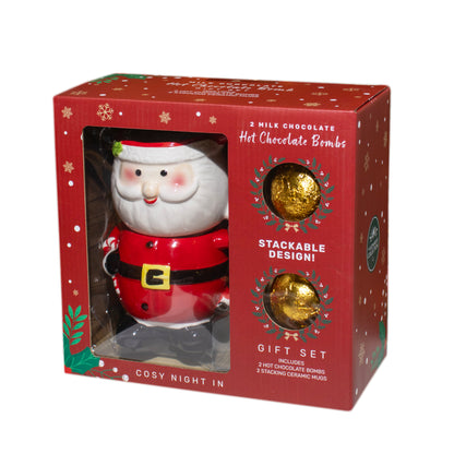 Santa Stacking Mugs & Hot Chocolate Bomb Set