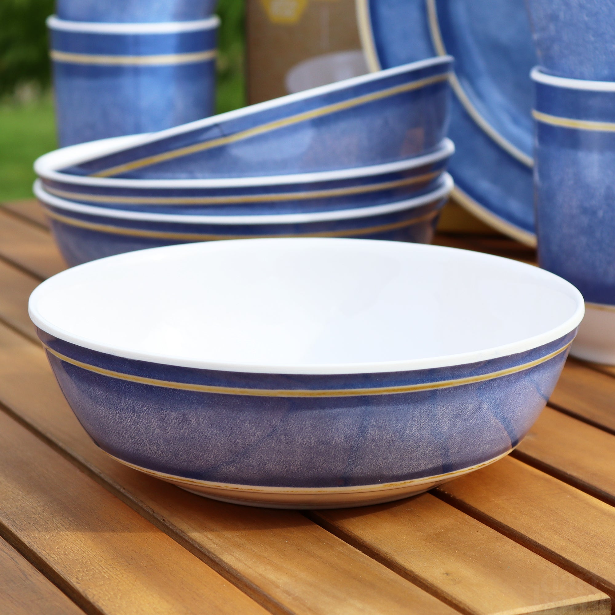 12 Piece Misty Blue Camping Dinner Set