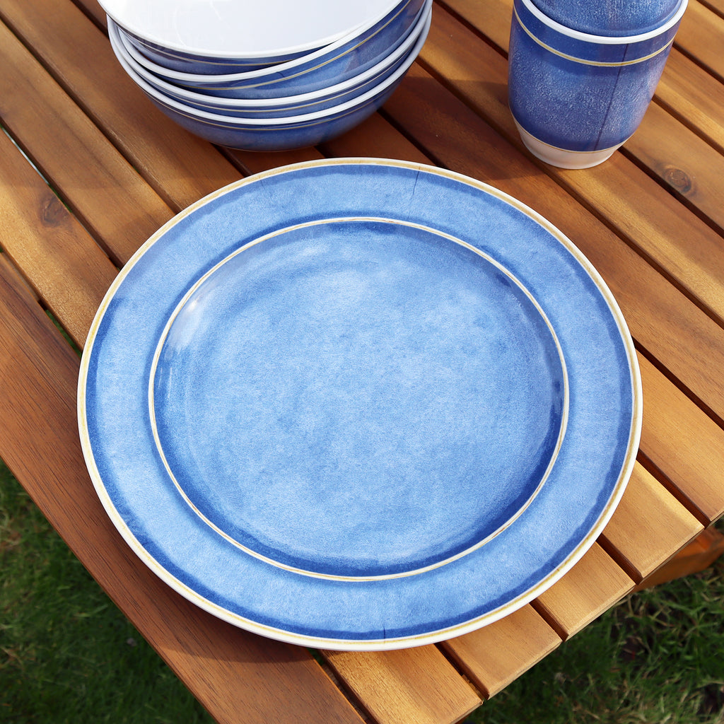 12 Piece Misty Blue Camping Dinner Set
