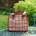 Cotton Brown Tartan Cooler Bag