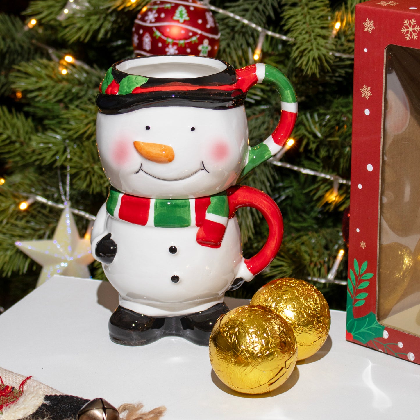 Snowman Stacking Mugs & Hot Chocolate Bomb Set