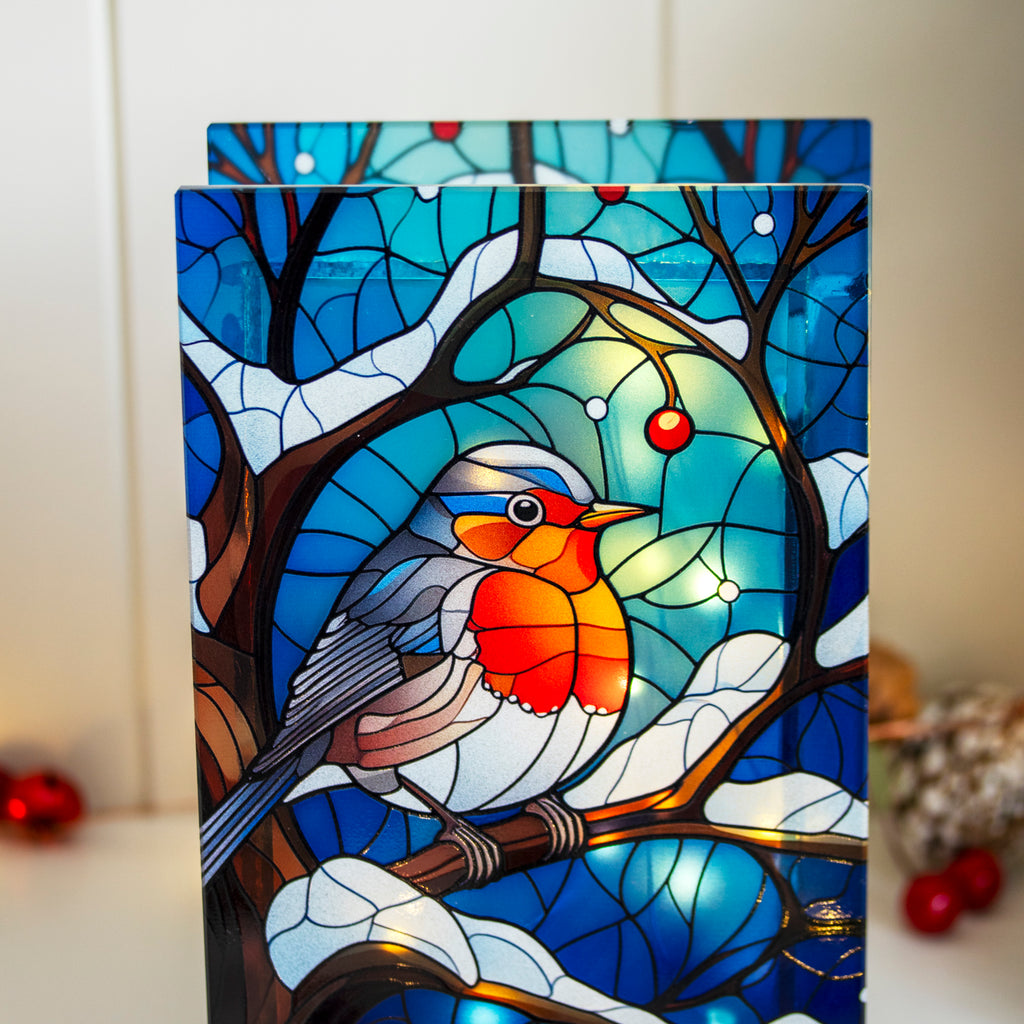 Stained Glass Light Up Robin Christmas Decoration