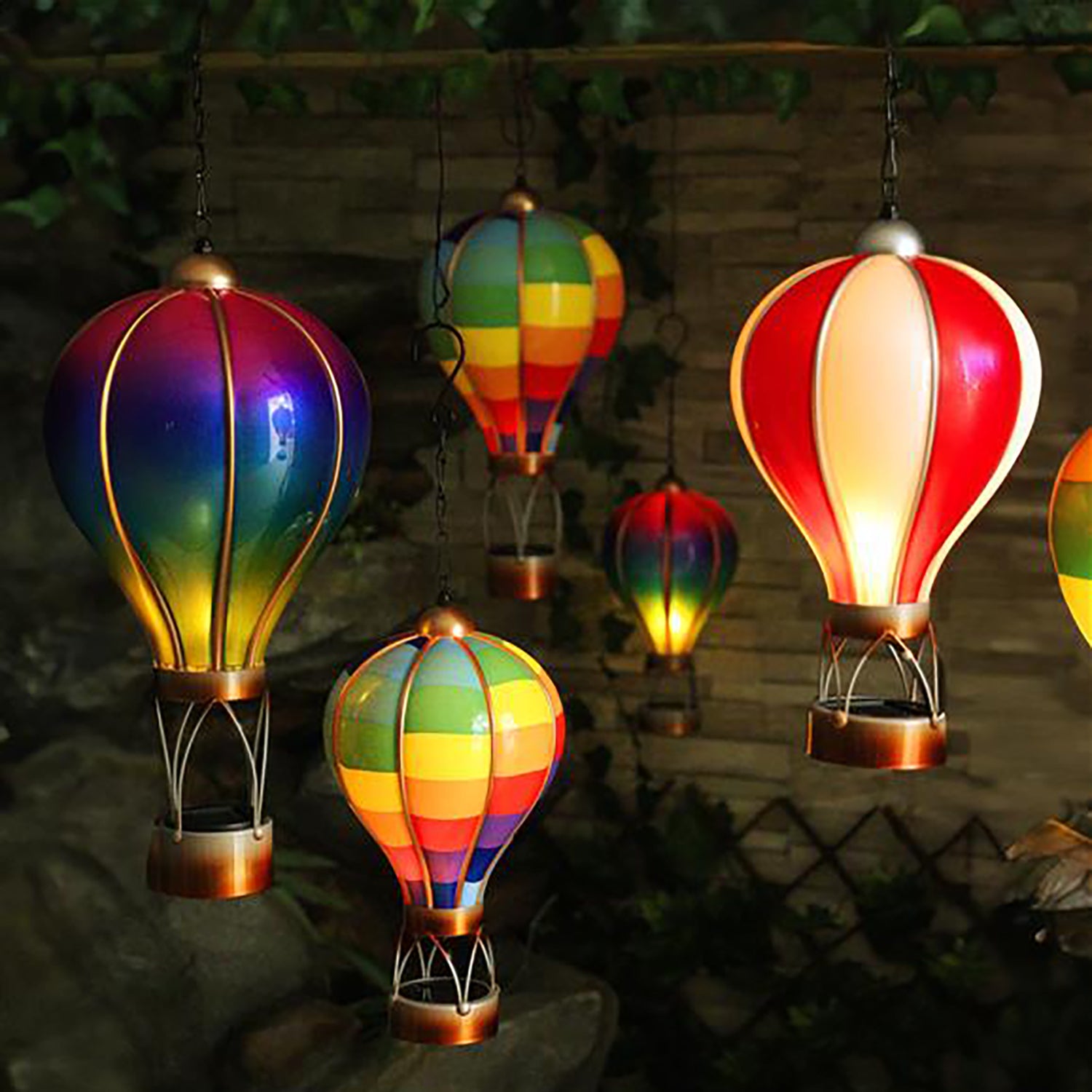 Red And White Solar Hot Air Balloon Light