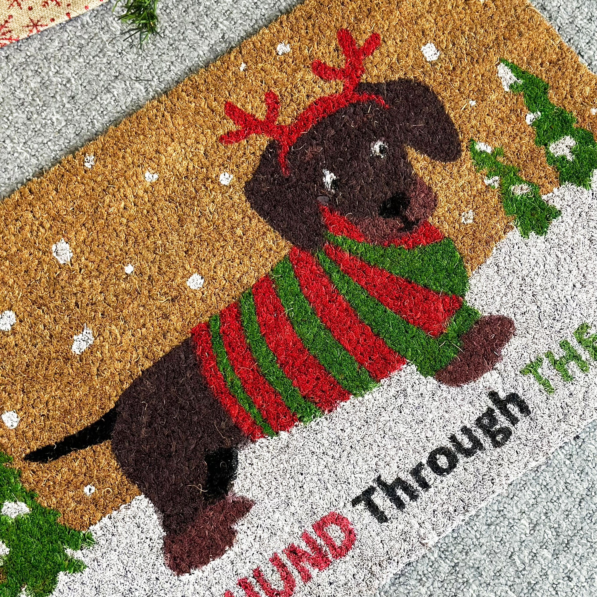 Dachshund through the snow doormat best sale