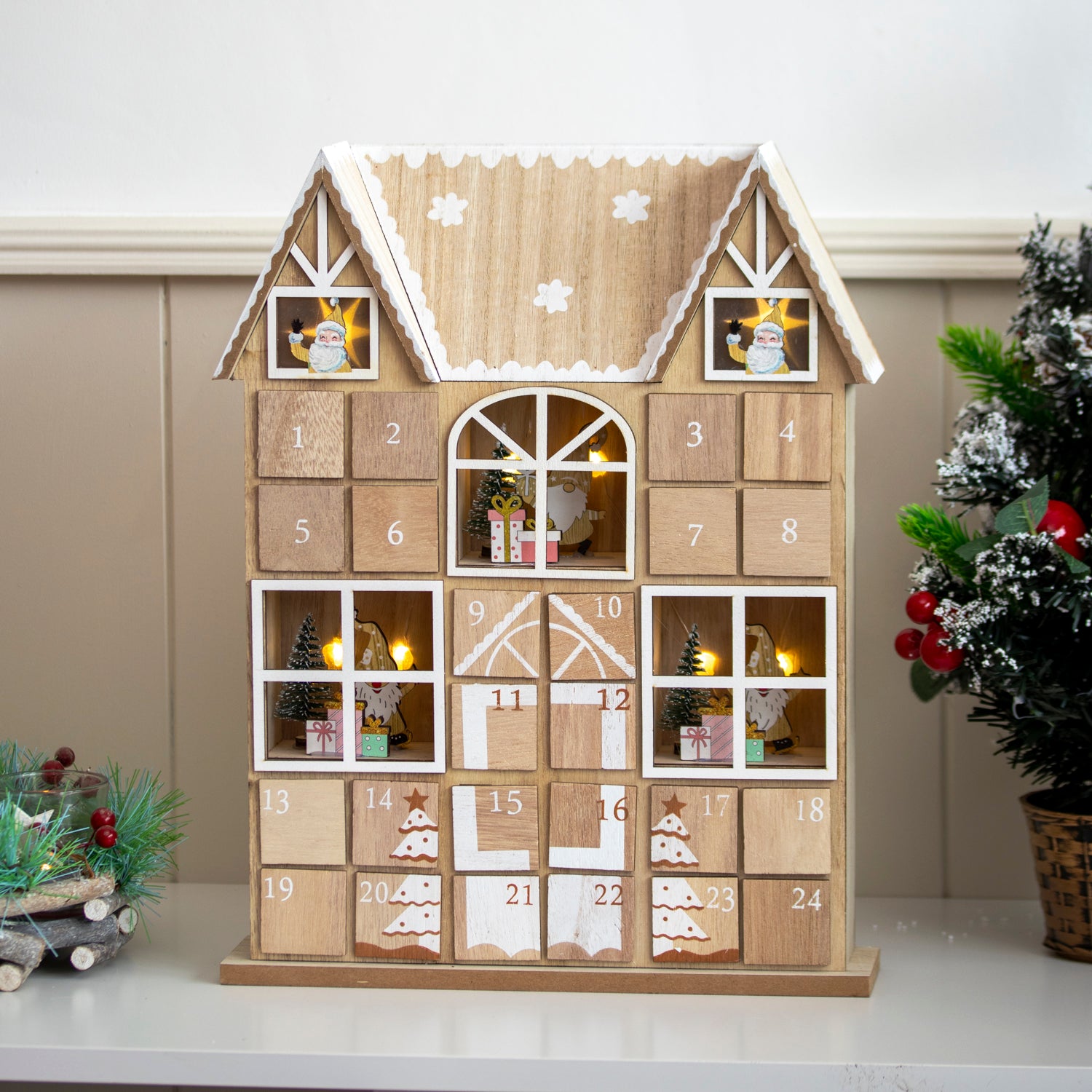 Wooden Christmas House Light Up Advent Calendar