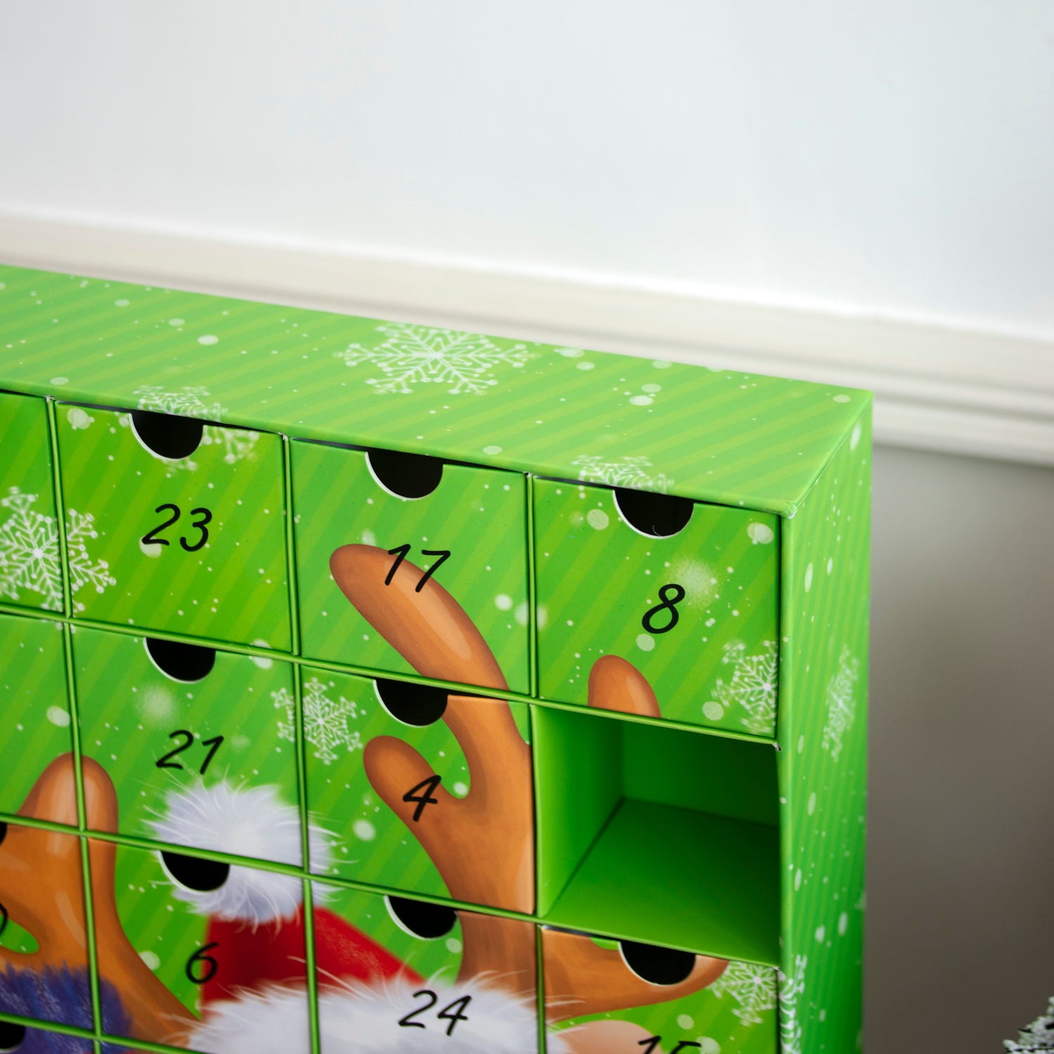 Green Reindeer 24 Drawer Advent Calendar
