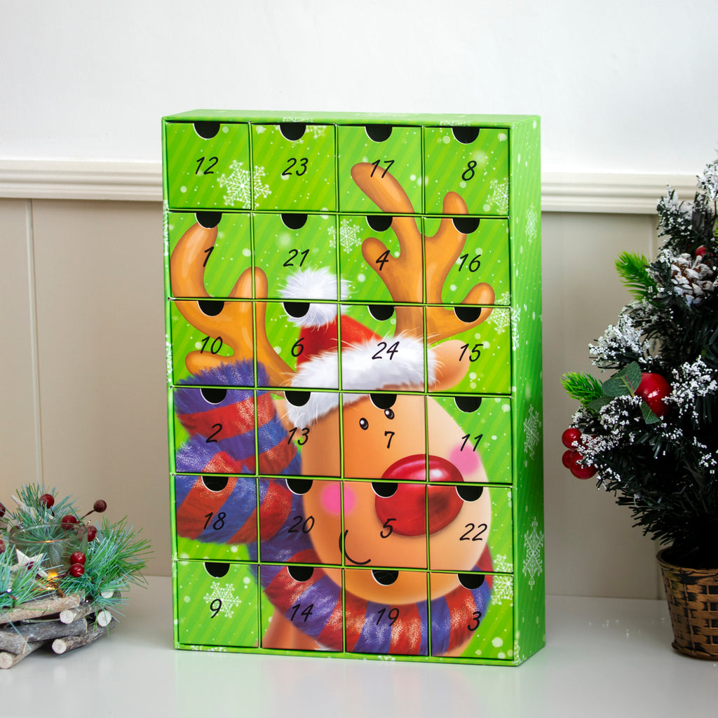 Green Reindeer 24 Drawer Advent Calendar
