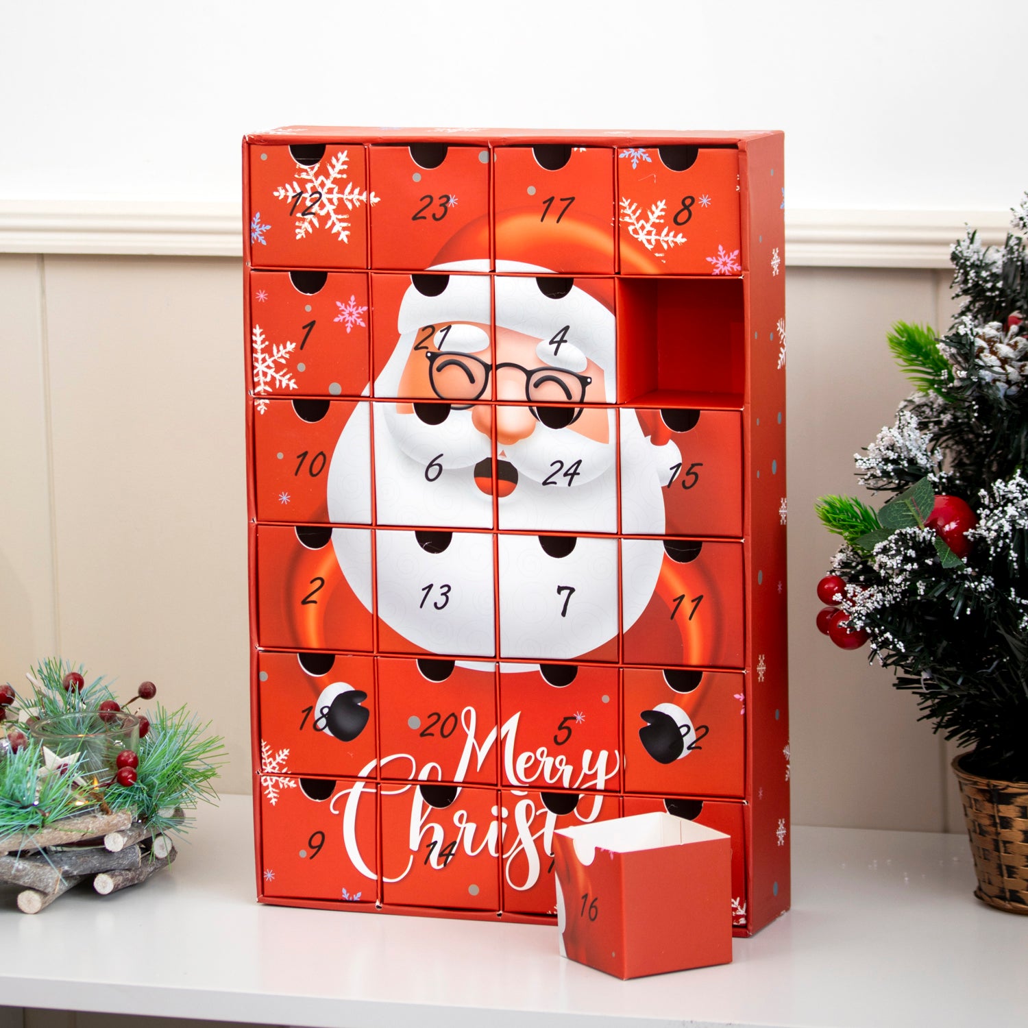 Red Santa Claus 24 Drawer Advent Calendar