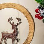 Silver Wood & Metal Reindeer Ornament