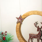 Silver Wood & Metal Reindeer Ornament