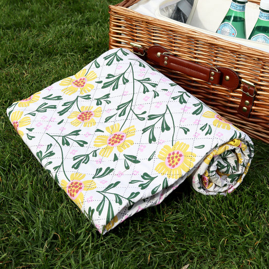 Summer Flower Quilted Picnic Blanket