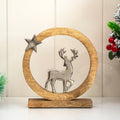 Silver Wood & Metal Reindeer Ornament